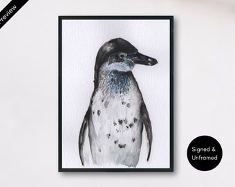 Penguin Wall Art Watercolour A5 Print – Penguin Gift, Cute Penguin Art, Antarctica Animals, Penguin Illustration gift for Penguin Lover