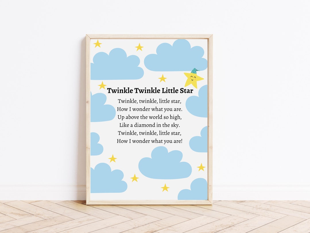 Twinkle Little Star, Nursery Rhyme, Nursery Decor, Kids Decor ...
