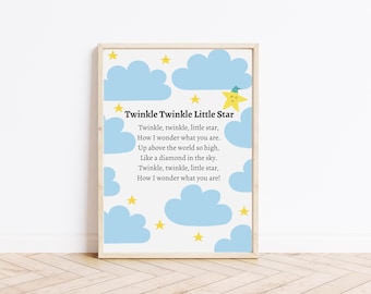 Twinkle Little Star, Nursery Rhyme, Nursery Decor, Kids Decor, Classroom Decor, Classroom Poster, Educational Poster, Fun Nursery Decor
