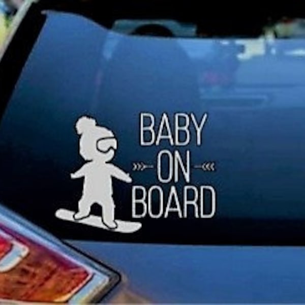 Snowboarding Baby On Board Decal, Baby on Board Decal, Baby On Board Sticker, Funny Decal, Funny Car Decals, Window Decals,  Car Stickers