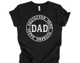 Father's Day Gift | Husband. Daddy. Protector. Hero | Funny Shirt Men - Husband TShirt - Dad Gift - Wife to Husband Gift | Gift for dad