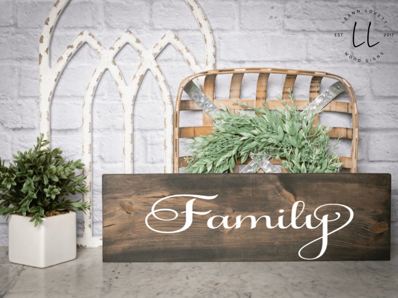 Sign that says family Family sign wood Family sign rustic Farmhouse sign Signs for the home Rustic home decor Wall art