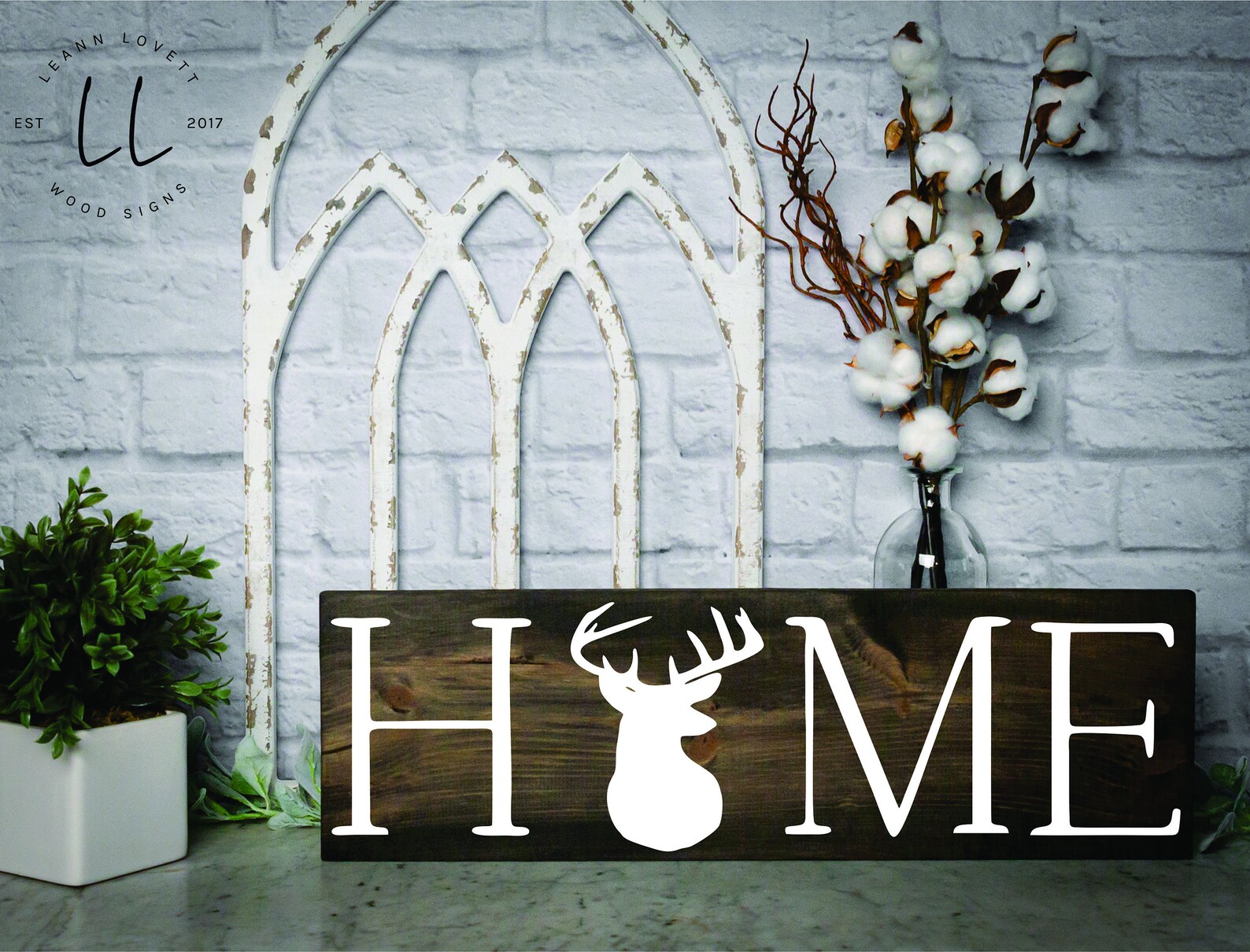 Home sign with Deer Silhouette / Rustic home decor / Deer head Etsy