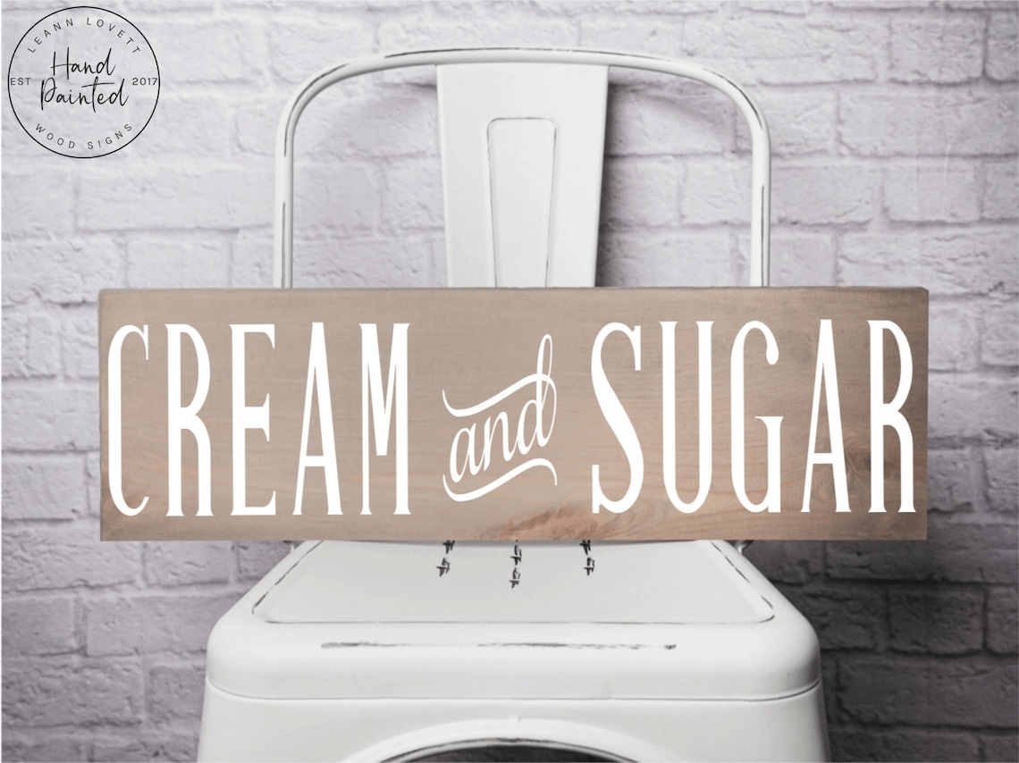 Cream and sugar sign / Coffee Bar Sign / Decor for the kitchen Etsy