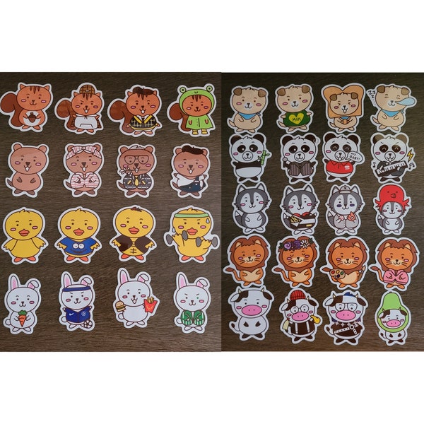 Pentagon | Kpop | Animal | Stickers | Vinyl | Squirrel | Quokka | Chick | Bunny | Dog | Panda | Wolf | Lion | Cow