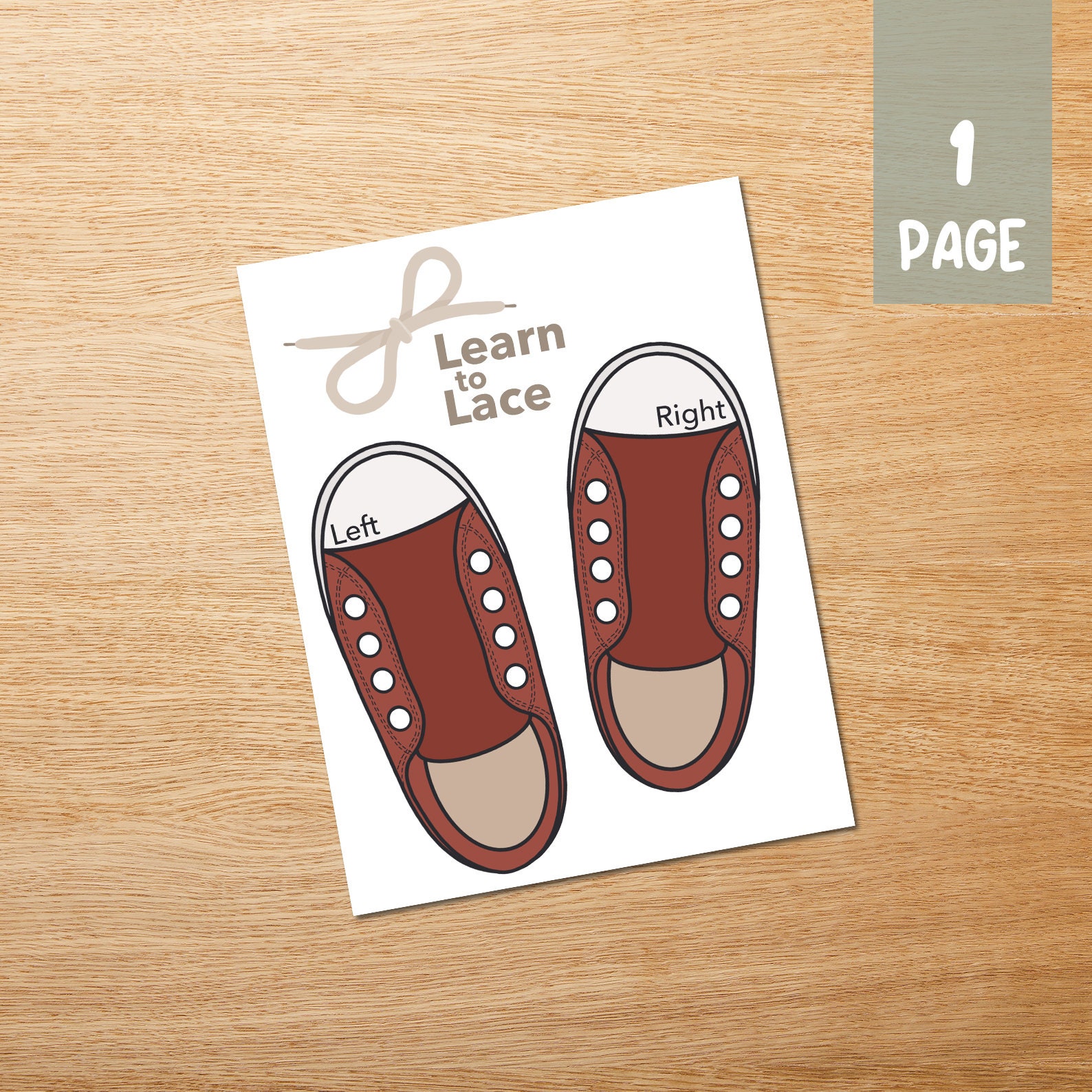 Lacing and Tying Shoe Practice Printable Download - Etsy