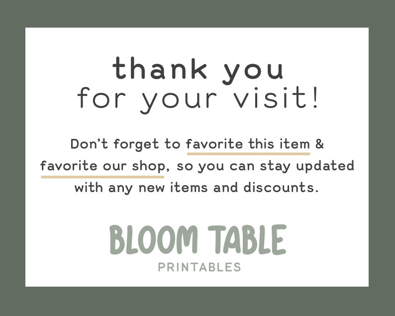 May include: Thank you for your visit! Don't forget to favourite this item & favourite our shop, so you can stay updated with any new items and discounts. BLOOM TABLE PRINTABLES