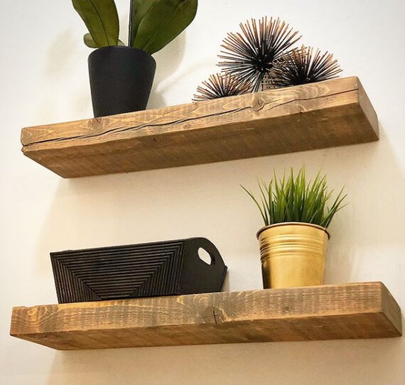 Rustic Floating Shelves Handcrafted Using Solid Wood 21.5cm Depth
