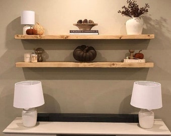 Rustic Floating Shelves Handcrafted Using Solid Wood | 21.5cm Depth x 4cm Thickness | Chunky Wall shelf | Rustic Kitchen Shelves