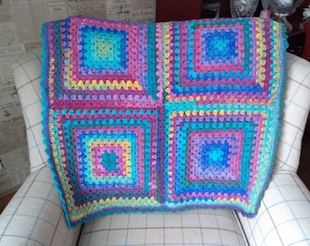 Multicoloured Granny Square Crochet Blanket