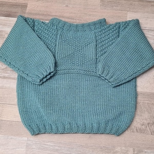 Baby Jumper - Handknit Baby Sweater - 12 Months to 18 Months Baby Clothing - Irish Baby Knit - New Parent Gift - Blue Baby