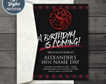 Game Of Thrones Digital Birthday Party Invitation Game Of Etsy