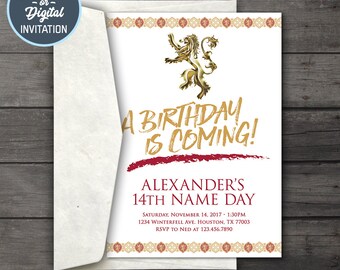 Game Of Thrones Digital Birthday Party Invitation White Game Etsy