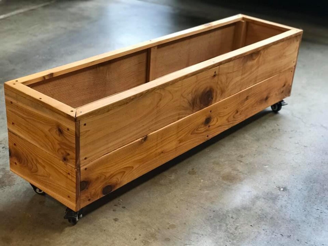 Cedar Garden Box on Casters 4ft x 1ft x 1ft Etsy