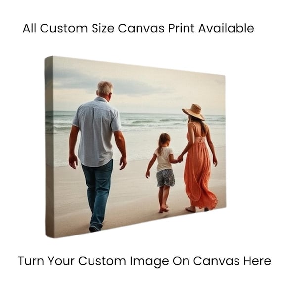 Custom Photo Canvas Print: Personalized Wall Art, Hand-Stretched Framed Print, A gift for Mom