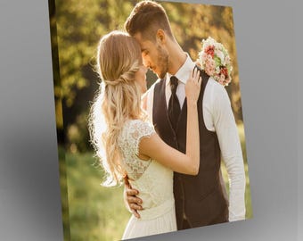 Custom Wedding Photo Canvas Print | Personalized Couple Portrait Wall Art