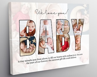 Custom Baby Photo Collage, Personalized Canvas Print