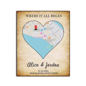 Souvenir d'un premier rendez-vous, Le jour de notre rencontre, Là où tout a commencé, Carte cardiaque personnalisée, Carte personnalisée personnalisée pour elle, lui - Cadeau d'anniversaire, Saint-Valentin