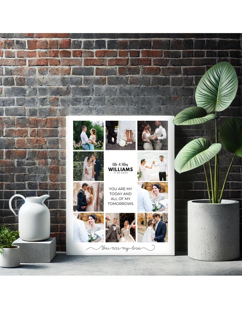 Personalized Couple Photo Collage Canvas Print, Wedding Anniversary ...