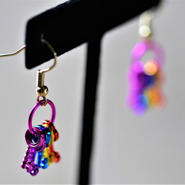 Rainbow Key Earrings, Dangly Earrings, Key to My Heart, Keyring,  Gifts for Her, Girlfriend Gifts, Statement Earrings, Bethany'sCornerStore