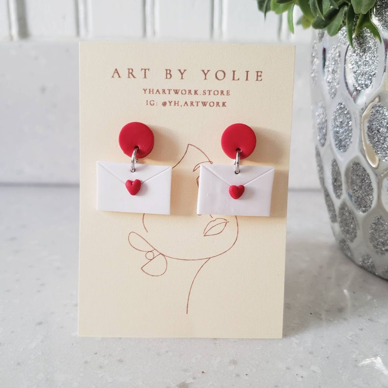 LDR Gift for Her Valentine/'s Gift for Girlfriend Heart Envelope Earring Love Letter Earrings Envelope Earrings Anniversary Gift for Her