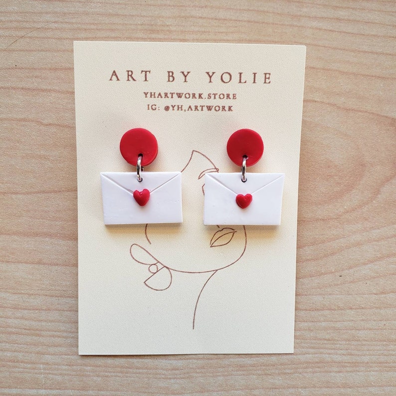 LDR Gift for Her Valentine/'s Gift for Girlfriend Heart Envelope Earring Love Letter Earrings Envelope Earrings Anniversary Gift for Her