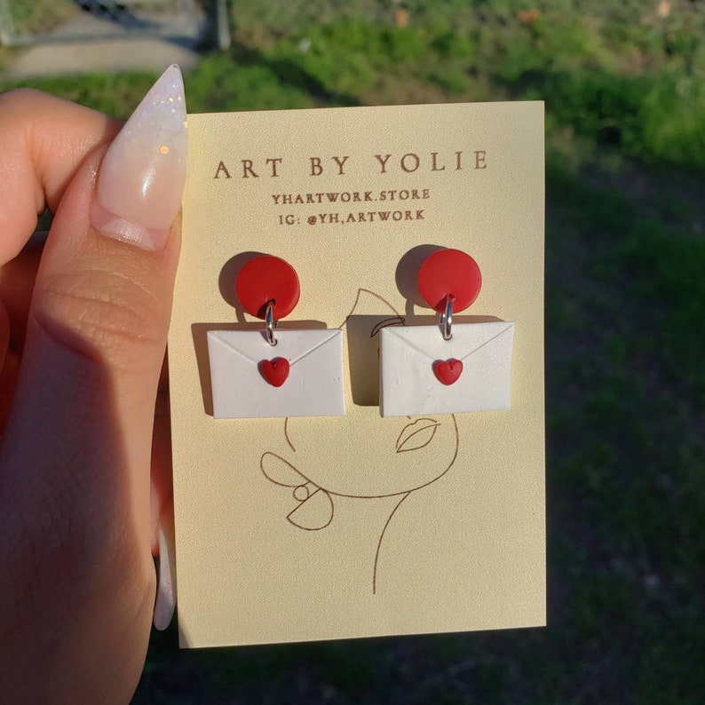 LDR Gift for Her Valentine/'s Gift for Girlfriend Heart Envelope Earring Love Letter Earrings Envelope Earrings Anniversary Gift for Her