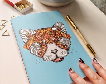 Handmade notebook A5 with my red panda illustration / colourful and fun notebook for school or office