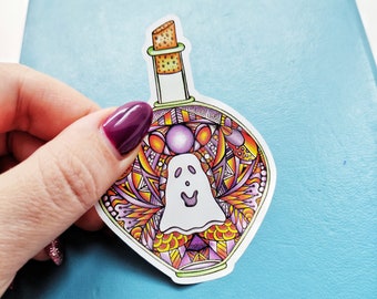 Ghost in the jar halloween sticker