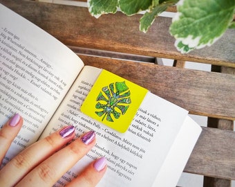 Philodendron tropical leaf magnetic bookmark