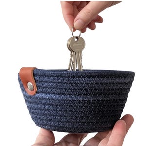 Cotton Rope Basket Small, Hand-Dyed Colorful Organizer, Maine Handmade, Gift