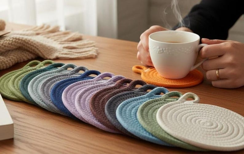 Hand-dyed Cotton Rope Coaster Set | 4.5