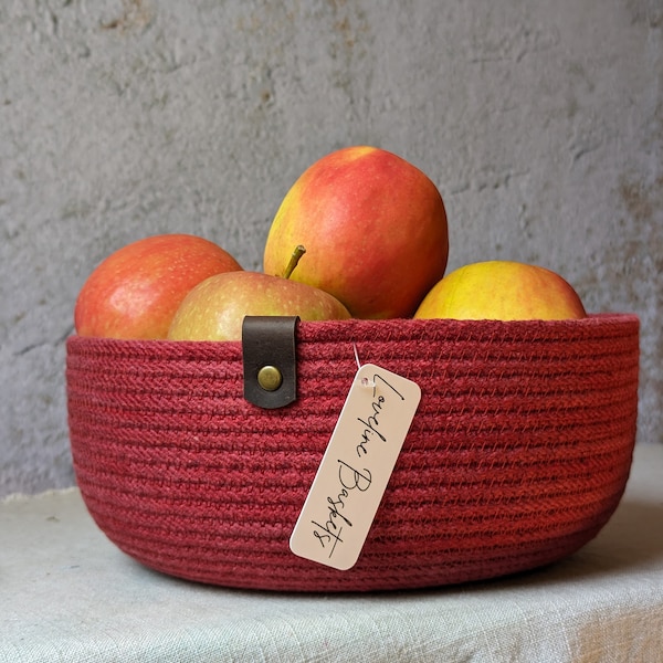 Hand dyed Rope bowl, More colors, Rope basket, Kitchen basket, Fruit basket, Made in Maine, Medium gift cotton rope bowl, Hand dyed