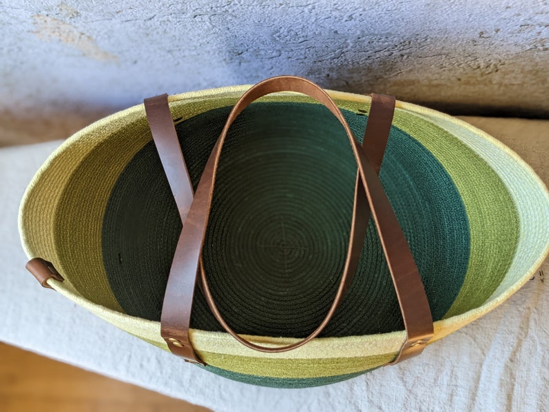 Rope basket, Rope tote, Rope bag, Fall tote, Made in Maine, Everyday tote, Market bag, Project tote, great gift, hand made, hand dyed image 6