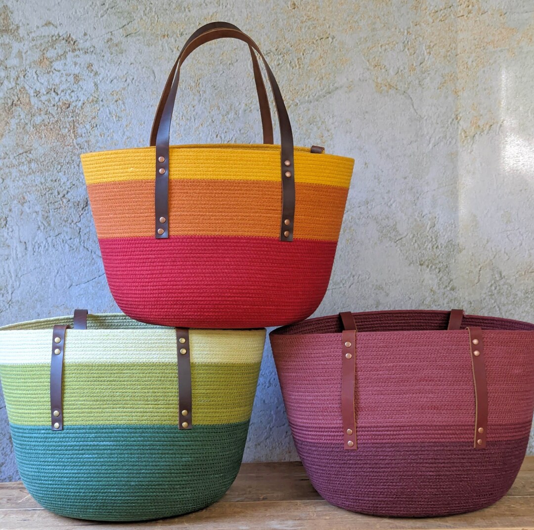 Rope Basket, Rope Tote, Rope Bag, Fall Tote, Made in Maine, Everyday Tote, Market Bag, Project