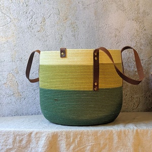 Rope basket, Rope tote, Rope bag, Fall tote, Made in Maine, Everyday tote, Market bag, Project tote, great gift, hand made, hand dyed image 7