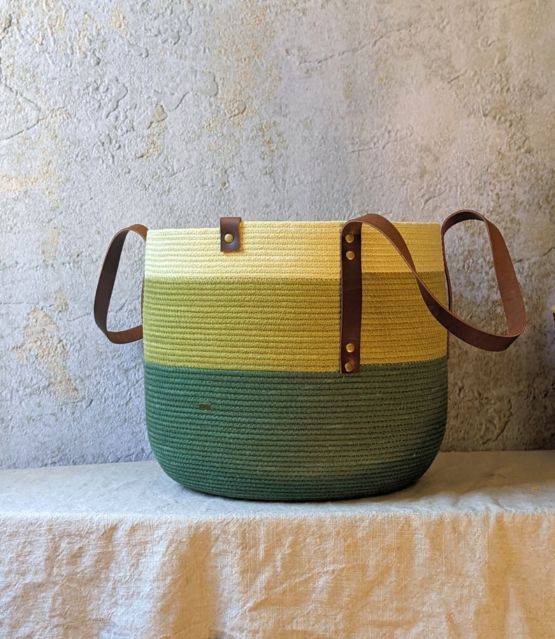 Rope basket, Rope tote, Rope bag, Fall tote, Made in Maine, Everyday tote, Market bag, Project tote, great gift, hand made, hand dyed image 7