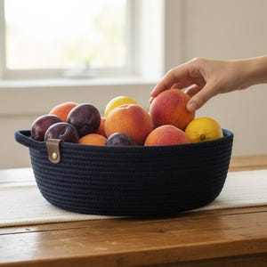 Hand Dyed Rope Catchall Tray - Small Entryway Organizer