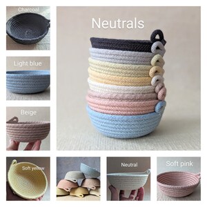 Catch all, Rope basket, Hand dyed, Hand made, Made in Maine, Neutral colors, Home décor, Neutral style, Small basket, Maine made, image 3