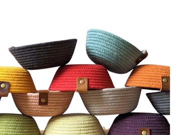 Small rope basket, Hand dyed cotton rope, Rope basket, Many colors, Trinket basket, Windowsill basket, Ring bowl, Small gift, Hand made