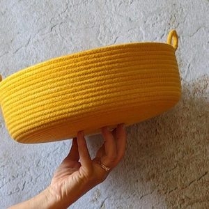 Catch all, Rope basket, Hand dyed, Hand made, Made in Maine, Neutral colors, Home décor, Neutral style, Small basket, Maine made, Goldenrod