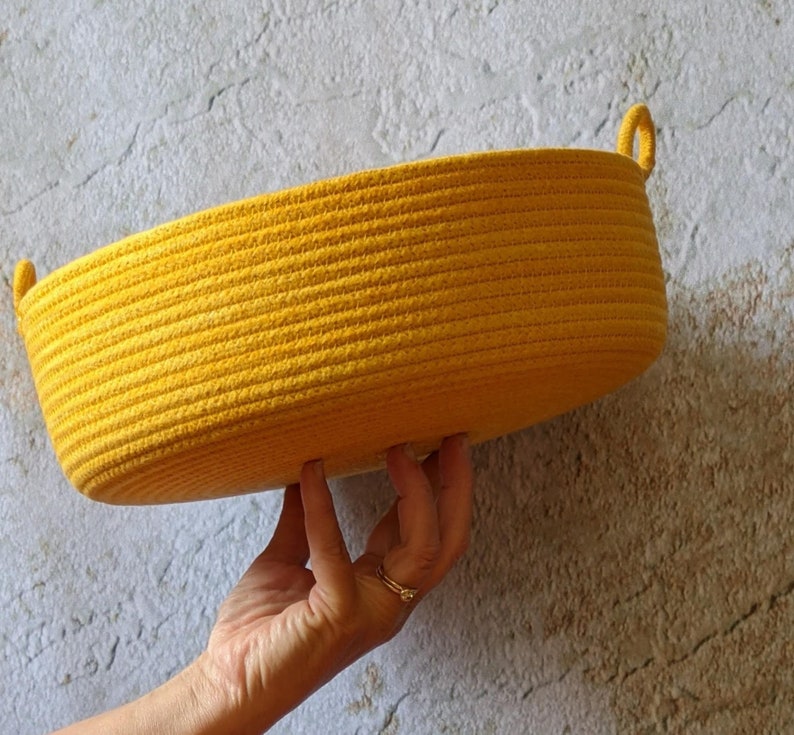 Catch all, Rope basket, Hand dyed, Hand made, Made in Maine, Neutral colors, Home décor, Neutral style, Small basket, Maine made, Goldenrod