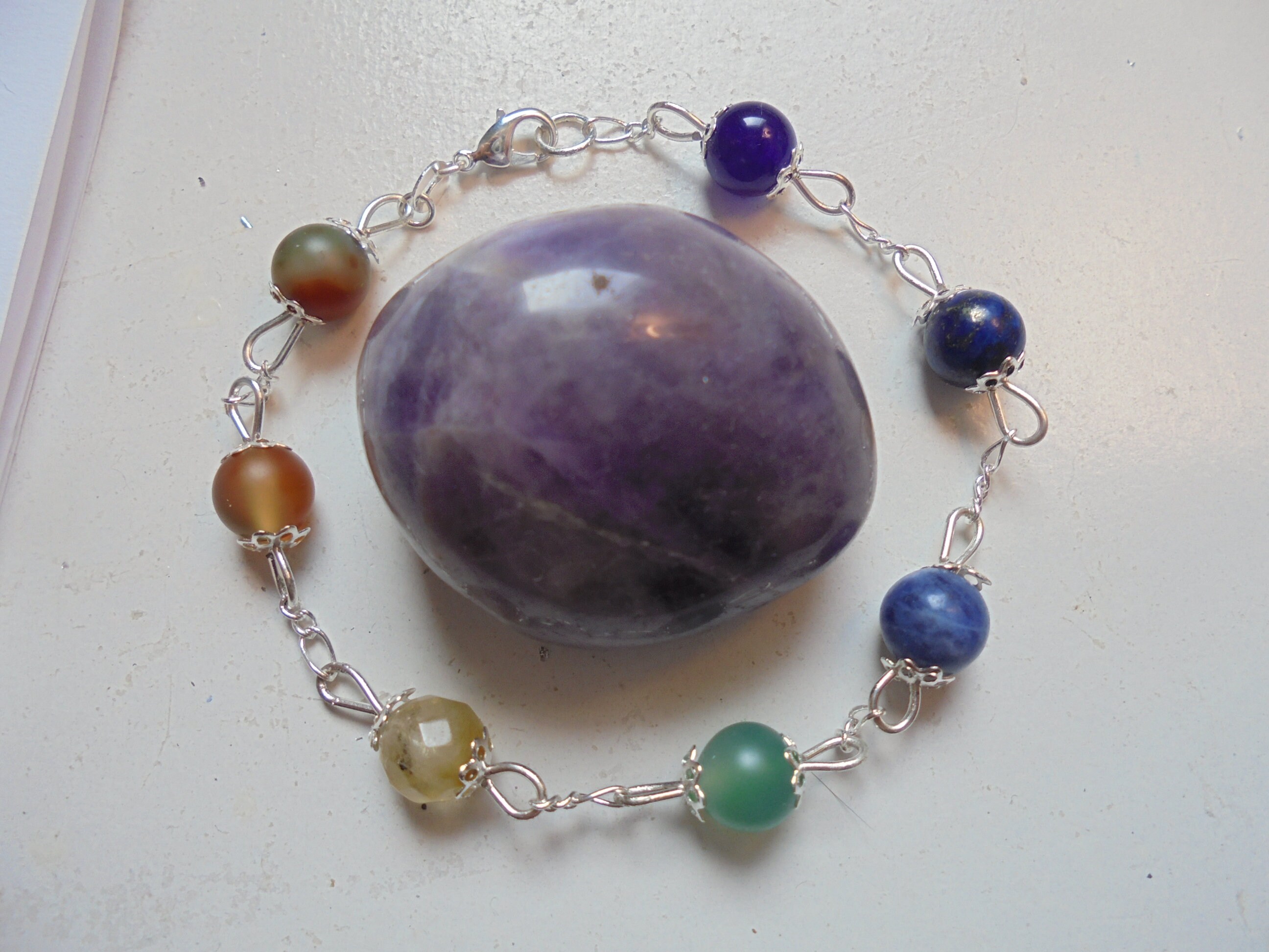 Beau Bracelet Les 7 Chakras Pierres Naturelles de La Lithothérapie