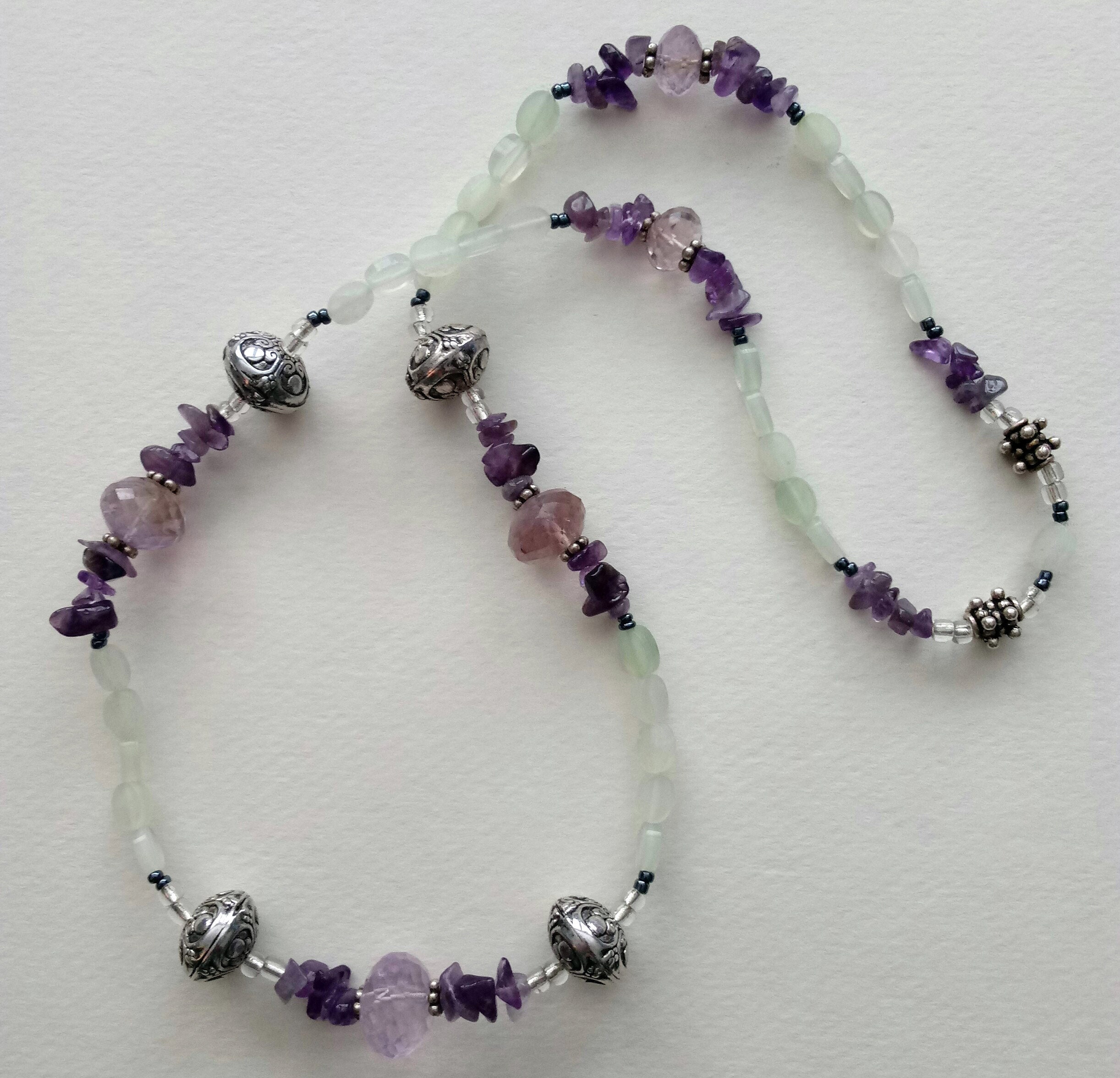 Faceted Amethyst and Jade Bead Necklace Etsy