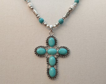Bead Necklace with Mexican Cross