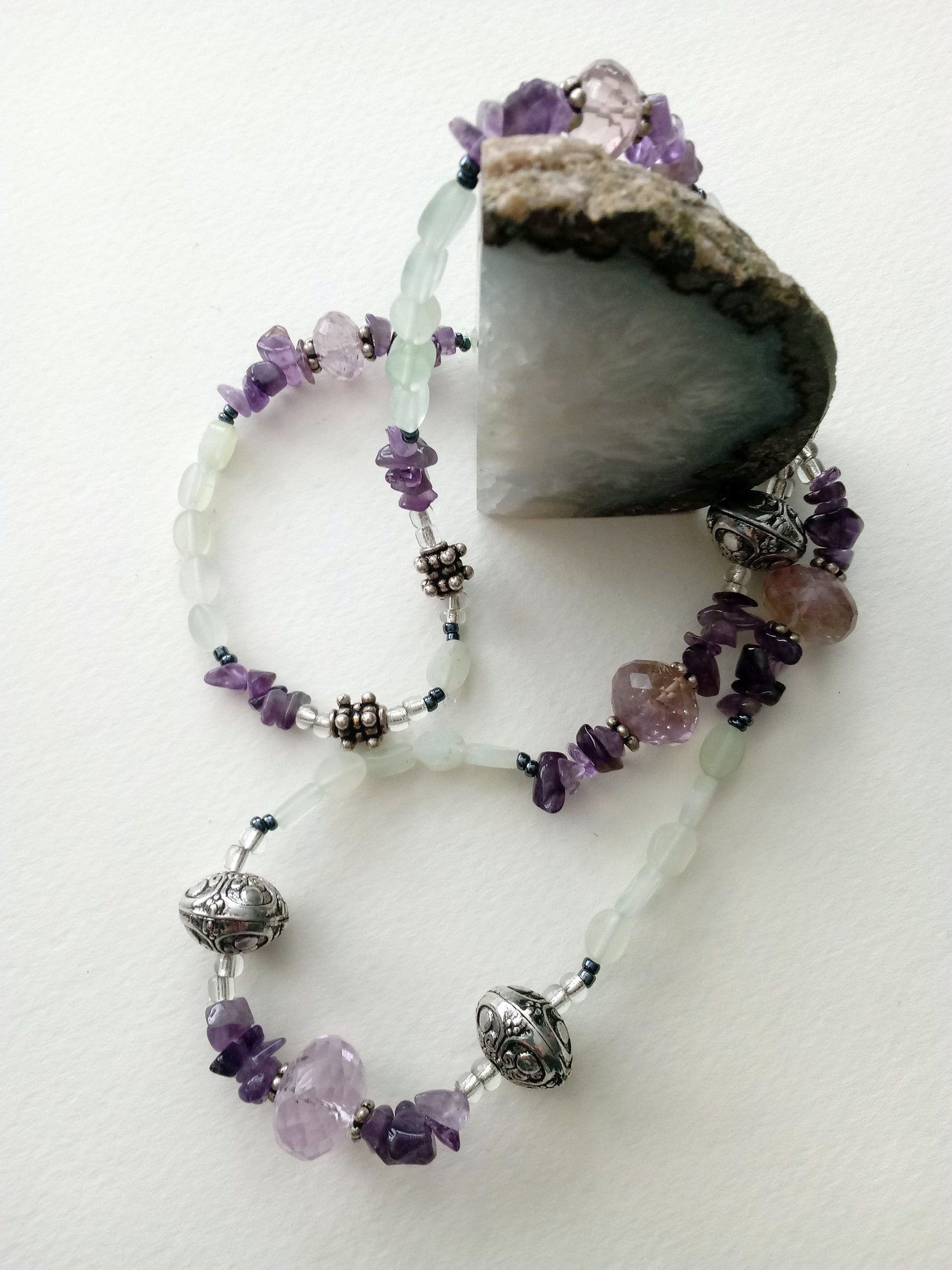 Faceted Amethyst and Jade Bead Necklace Etsy
