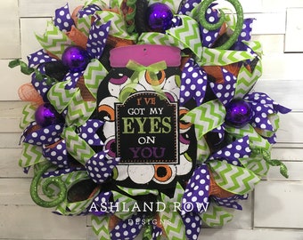 Halloween Wreath, Halloween Eyeball Wreath, Colorful Halloween Wreath, Halloween Decor, Eyeball Wreath