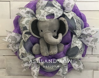 Baby Elephant Wreath, Baby Shower Wreath, Baby Wreath, Elephant Wreath, Baby Elephant Wreath, Baby Door Wreath