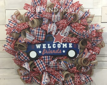 Patriotic Wreath, Fourth of July Wreath, Memorial Day Wreath, USA Wreath, Country Patriotic Wreath, 4th of July Wreath, Independence Day