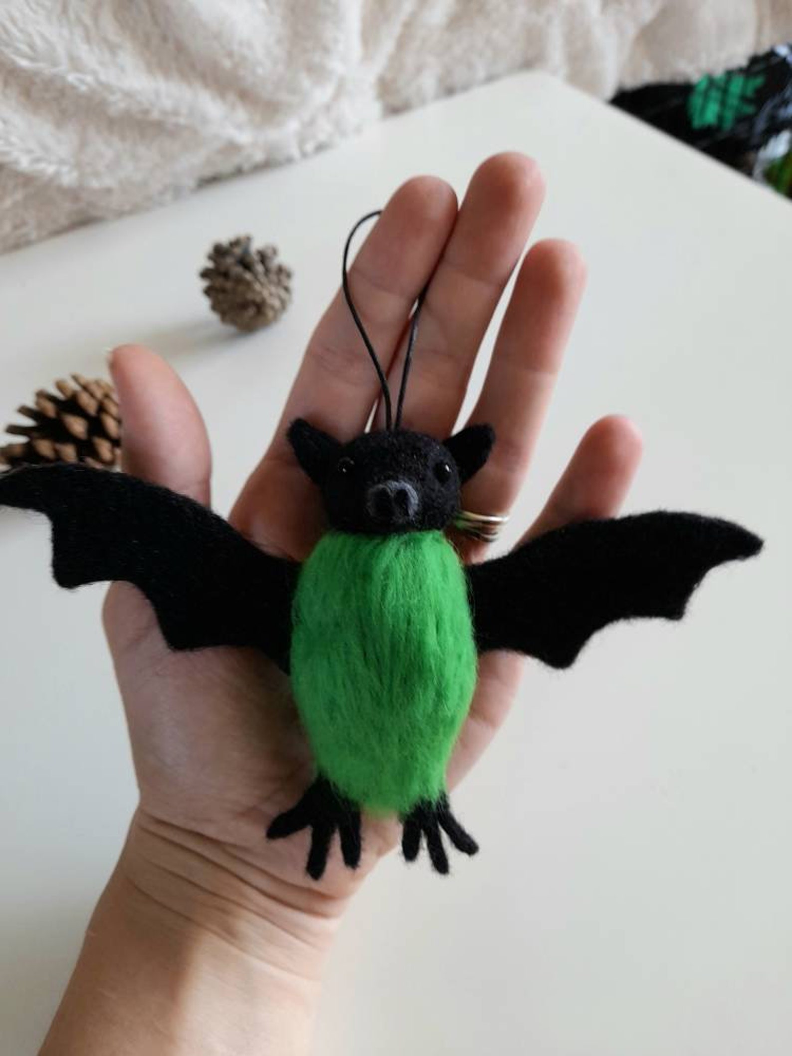 Needle felted bat decoration cute decoration hanging Etsy